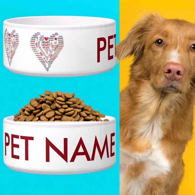 Wörter von HerzValentins Add-Name Hund oder Katze Napf (Words of Heart Valentine's Add Name Dog or Cat Bowl)