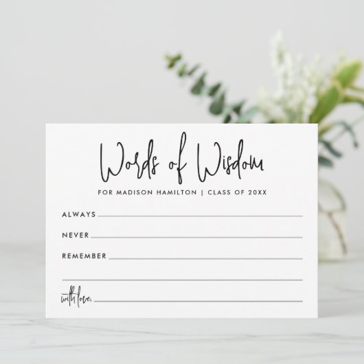 Wörter von Weisheit-Skript-Abschluss-Ratgeber Kart (Stehend Vorderseite)