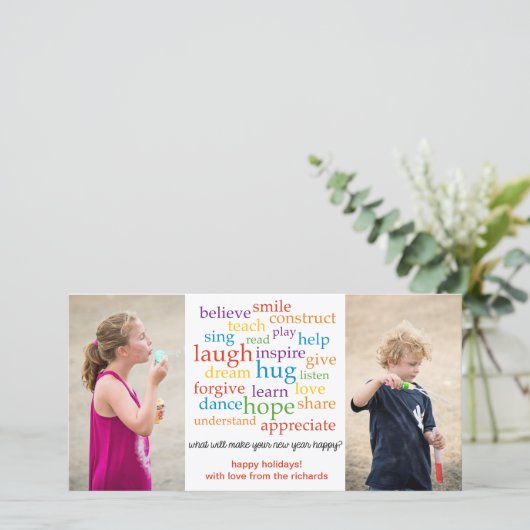 Wörter x2 feiertagskarte (Stehend Vorderseite)