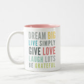 WÖRTER ZUM LEBEN DURCH modernes motivierend Mantra Zweifarbige Tasse (Links)