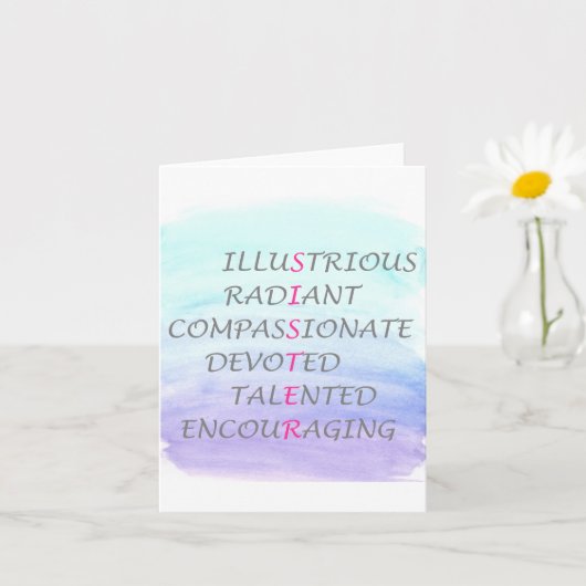 Wörter zur Beschreibung von Schwester Karte (Kleine Pflanze)