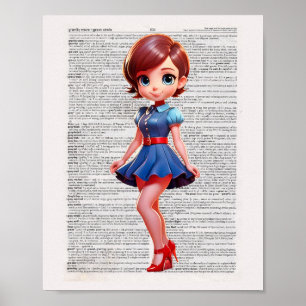 Wörterbuch Art Cartoon Button UP Poster
