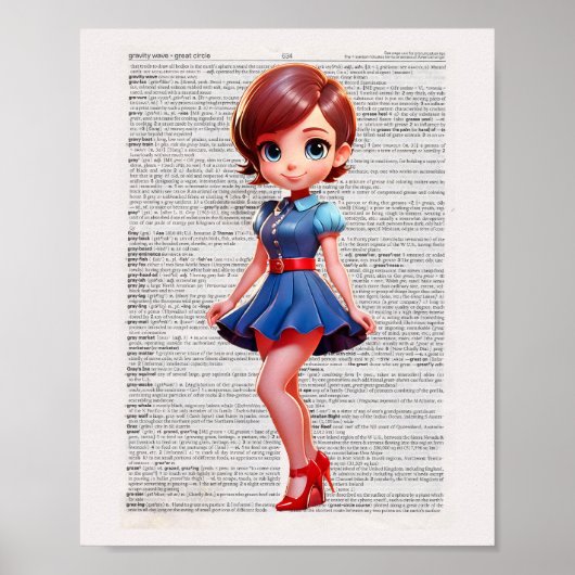 Wörterbuch Art Cartoon Button UP Poster (Vorne)