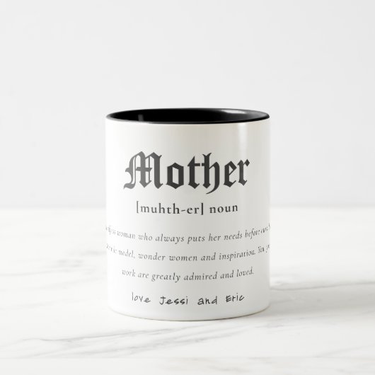 Wörterbuch Definition Personalisiertes Geschenk Zweifarbige Tasse (Mittel)