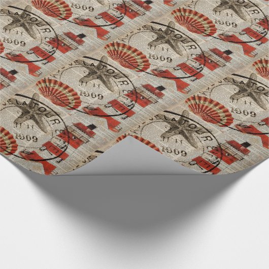 Wörterbuch druckt Art Seashell Leuchtturm Geschenkpapier (Ecke)