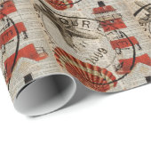 Wörterbuch druckt Art Seashell Leuchtturm Geschenkpapier (Rolleneckpunkt)