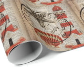 Wörterbuch druckt Art Seashell Leuchtturm Geschenkpapier (Rolleneckpunkt)