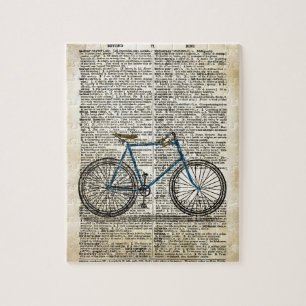 WÖRTERBUCH Kunst-Druck-blaues Fahrrad-Fahrrad Puzzle