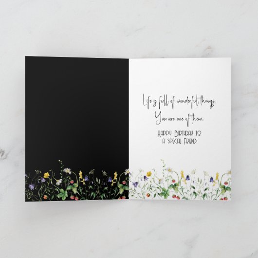 Wörterbuchdefinition für Freunde mit Wildblumen Karte (Innenseite)