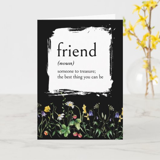 Wörterbuchdefinition für Freunde mit Wildblumen Karte (Gelbe Blume)