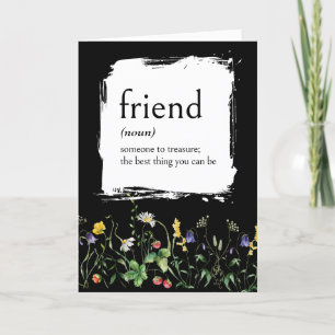 Wörterbuchdefinition für Freunde mit Wildblumen Karte