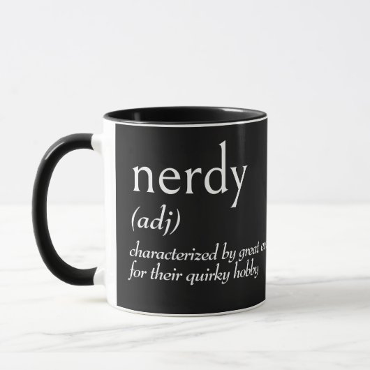 Wörterbuchdefinition für NERDY Tasse (Links)