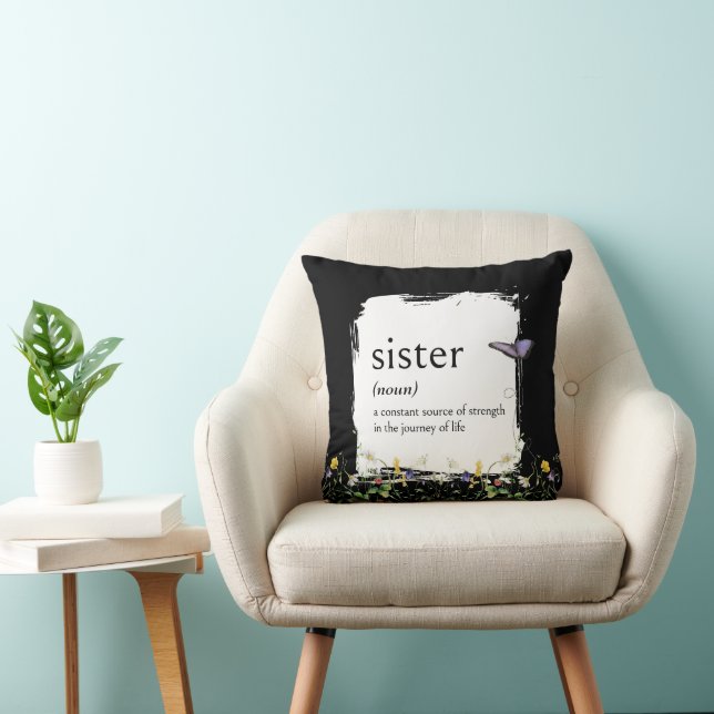 Wörterbuchdefinition für SCHWESTER mit Wildblumen Kissen (Stuhl )