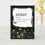 Wörterbuchdefinition für SISTER mit Wildblumen Karte (Gelbe Blume)