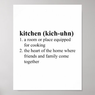 Wörterbuchdefinition Küche: Typografie Poster