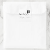 Wörterbuchdefinition Quadratischer Aufkleber (Tasche)