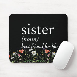 Wörterbuchdefinition von SISTER mit Wildblumen Mousepad