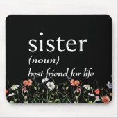 Wörterbuchdefinition von SISTER mit Wildblumen Mousepad (Vorne)