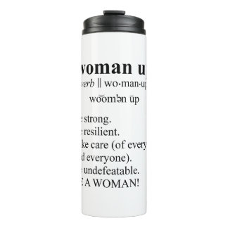 Wörterbuchstil "Woman Up" Thermal Tumbler Thermosbecher
