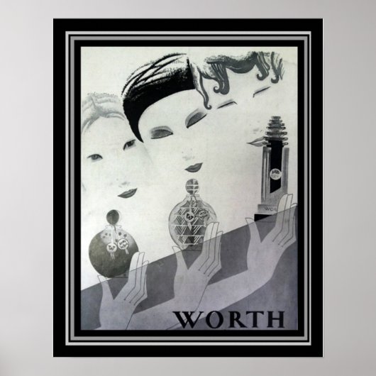Worth 1930 French Deko Parfum Ad 16 x 20 (Vorne)