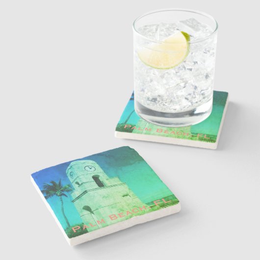 Worth Avenue Clock Tower - Palm Beach, FL Steinuntersetzer (Seitenansicht)