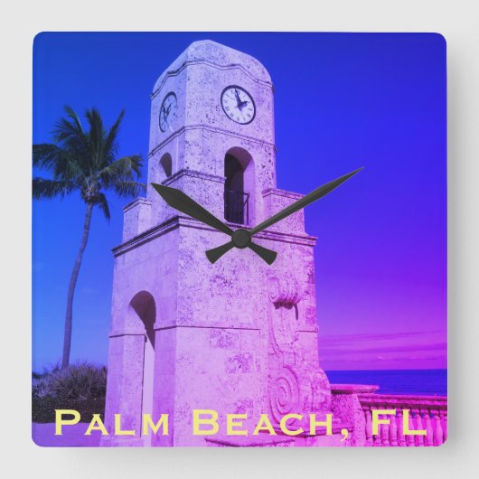 Worth Avenue Clock Tower - Palm Beach, Florida Quadratische Wanduhr (Vorderseite)