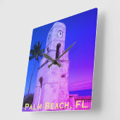 Worth Avenue Clock Tower - Palm Beach, Florida Quadratische Wanduhr (Winkel)