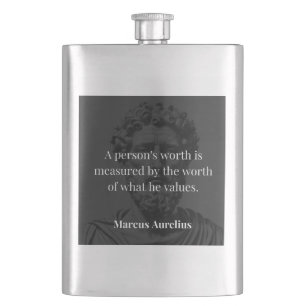 Worth definieren: Marcus Aurelius auf Werten Flachmann