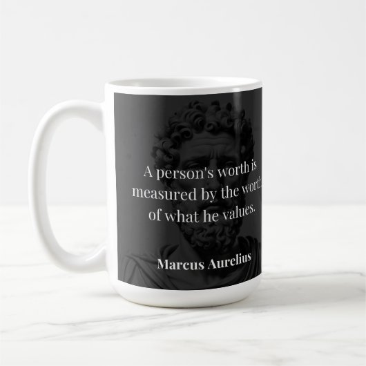 Worth definieren: Marcus Aurelius auf Werten Kaffeetasse (Links)