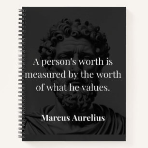 Worth definieren: Marcus Aurelius auf Werten Notizblock