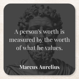 Worth definieren: Marcus Aurelius auf Werten Rechteckiger Pappuntersetzer