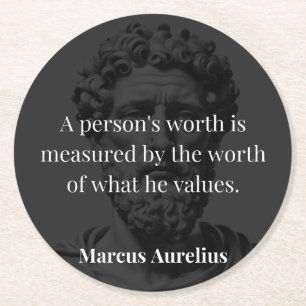Worth definieren: Marcus Aurelius auf Werten Runder Pappuntersetzer