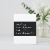 Worth It Postkarte (Stehend Vorderseite)