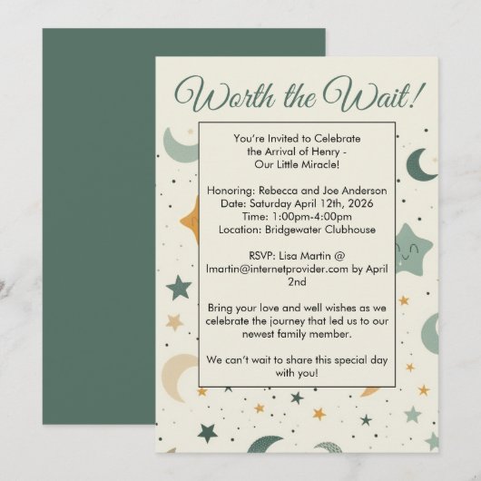 Worth The Wait Adoption Baby Shower Invitation Einladung (Vorne/Hinten)
