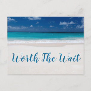 Worth The Wait Strand Thema Save The Date Ankündigungspostkarte