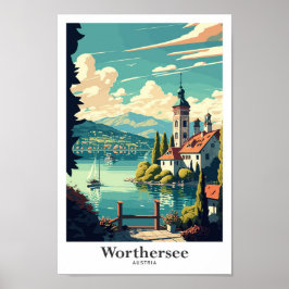 Worthersee Austria Travel Vintag Illustration Poster