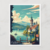 Worthersee Austria Vintage Illustration Postkarte (Vorderseite)