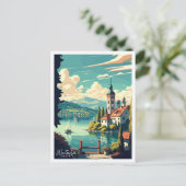 Worthersee Austria Vintage Illustration Postkarte (Stehend Vorderseite)