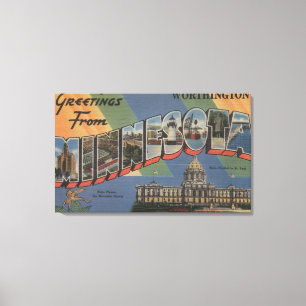 Worthington, Minnesota - große Buchstabe-Szenen Leinwanddruck