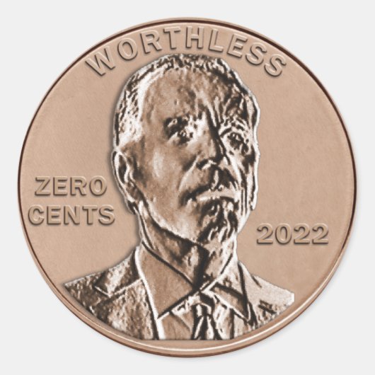 Worthless Joe Biden Penny Sticker (Vorderseite)