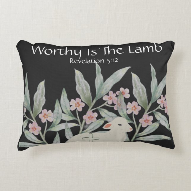 Worthy Is The Lamb Round Accent Pillow Dekokissen (Vorderseite)
