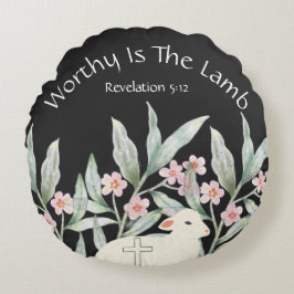 Worthy Is The Lamb Round Throw Pillow Rundes Kissen