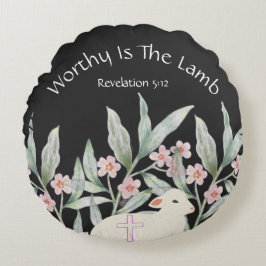 Worthy Is The Lamb Round Throw Pillow Rundes Kissen