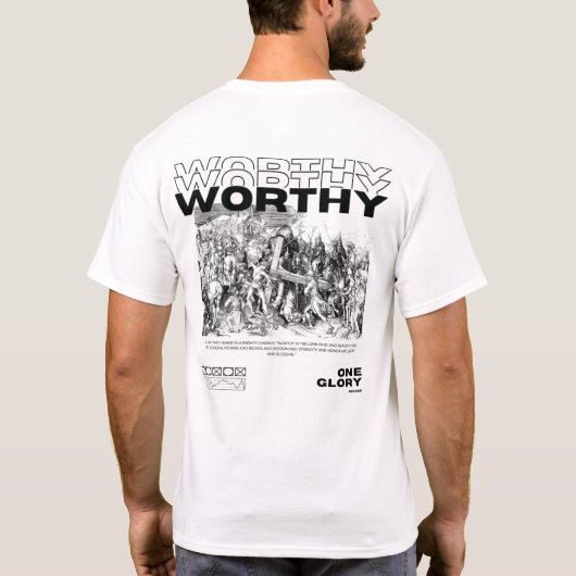Worthy ist die schwarze Lammschrift T-Shirt (Rückseite)