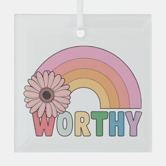 Worthy Rainbow Bloom Ornament Aus Glas (Vorderseite)