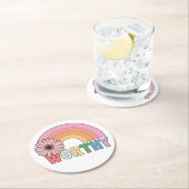 Worthy Rainbow Bloom Runder Pappuntersetzer (Vor Ort)