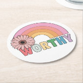 Worthy Rainbow Bloom Runder Pappuntersetzer (Angewinkelt)