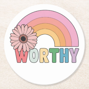 Worthy Rainbow Bloom Runder Pappuntersetzer