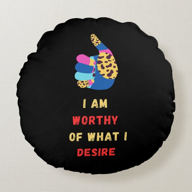 Worthy Round Pillow Rundes Kissen (Vorderseite)