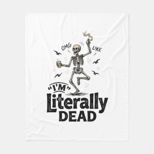 Wörtlich Tote Vintage-Skelett-Humor-Shirt-Design Fleecedecke
